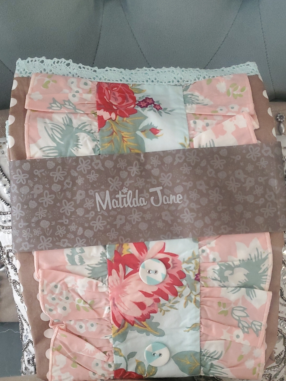 Matilda Jane Floral Pink and Mint Pillow Case Cover